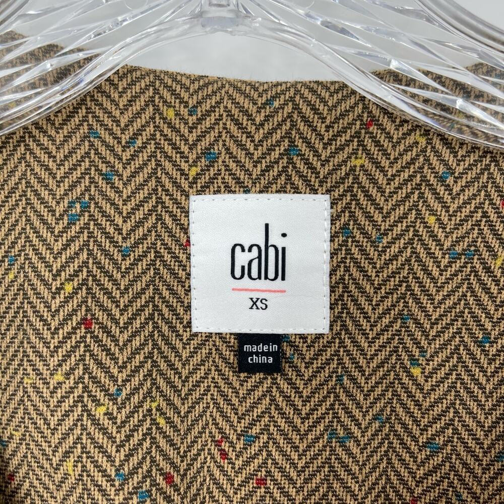 Cabi Tan Striped Herringbone Blazer Sz XSmall Bow Pockets Quiet Luxury Preppy - Picture 14 of 16
